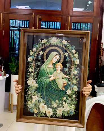 BTE Bộ Tự Đính - Mẹ Maria Và Đức Chúa - Tranh Đính Kim Sa - MR004